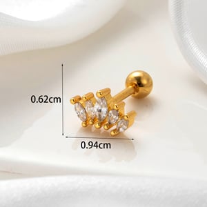 1 Piece Simple Series Classic Eye Copper  Gold Color Material Zircon Women's Stud Earrings h5 